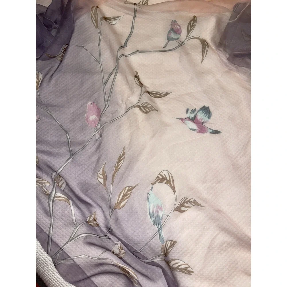 Coco Puss Pink Purple Birds Butterfly Nature Ombré 65 X 50 Silk feel Scarf